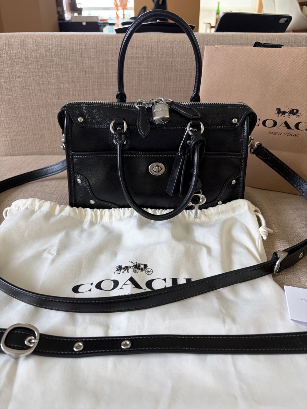 Coach Rhyder Satchel Bag 24- Silver/Black